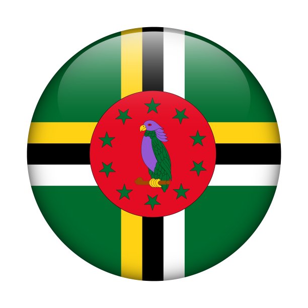 多米尼加国旗。矢量图标。用于web, app, ui的玻璃按钮。光滑的旗帜。图片下载