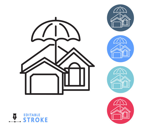 居家效率保护细线图标设置-可编辑行程图片下载