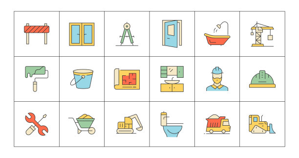 建筑，工程师，蓝图，头盔，规划图标图片下载