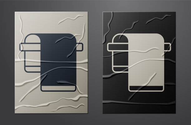 白色毛巾在衣架图标孤立在皱巴巴图片下载