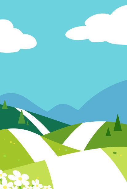 简单可爱的山地景观插画图片下载