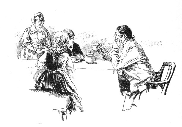 科学家和两个小学生一起喝下午茶图片下载