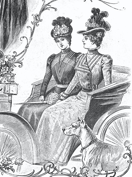 两个女人在一辆马车呈现新的优雅时尚图片下载