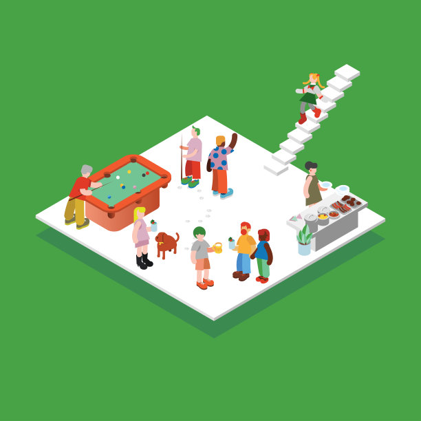 等距House Party - Office Party - Holiday celebration - Vector Art图片下载