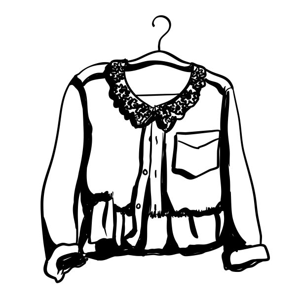 复古衬衫蕾丝细节墨水图片下载