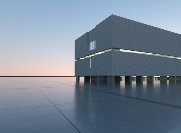 清洁地面广场和建筑立面图片下载