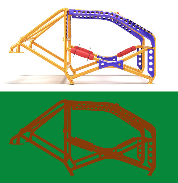 钢框架放大器后车身正面3d渲染白色与alpha图片下载