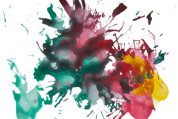 抽象的绿色，蓝色，黄色，红色，橙色水彩背景飞溅。图片下载