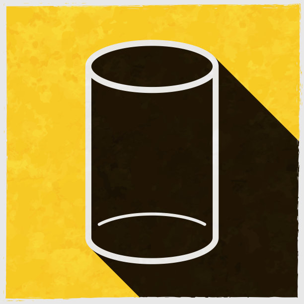 气缸。图标与长阴影的纹理黄色背景图片下载