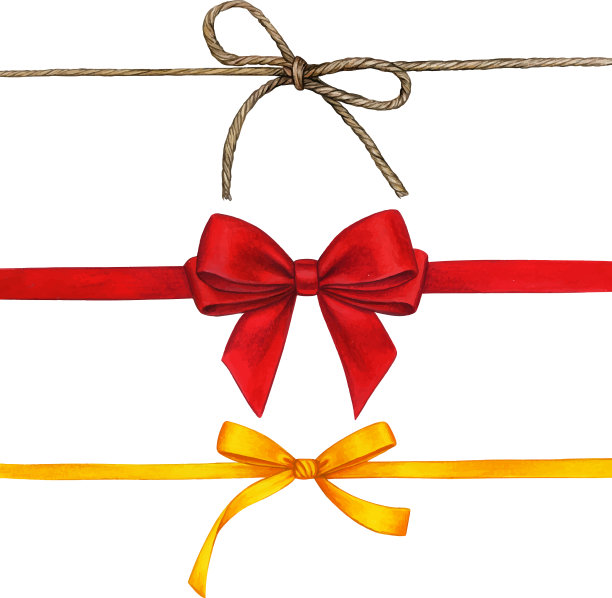 不同风格的水彩手绘蝴蝶结图片下载