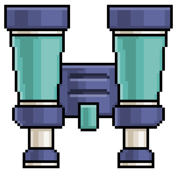 像素艺术望远镜矢量图标的8位游戏图片下载