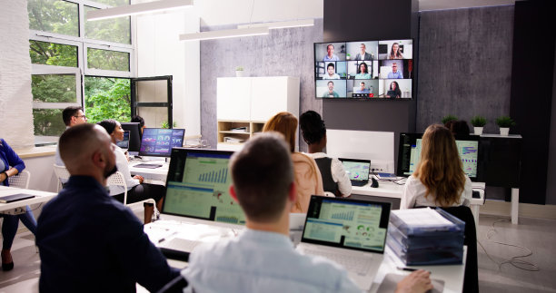 线上视频会议，保持社交距离，网络研讨会商业图片下载