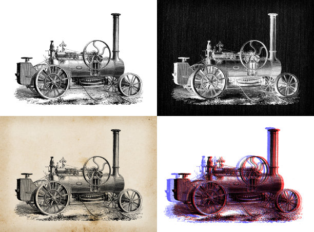 科学发现的古董插图:蒸汽动力农业机械图片下载