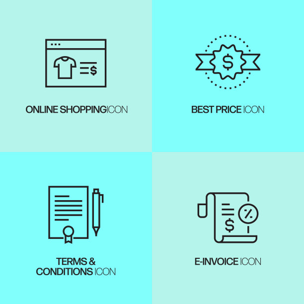 电子商务，网上购物，数字营销相关的现代向量图标图片下载