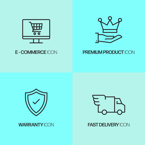 电子商务，网上购物，数字营销相关的现代向量图标图片下载