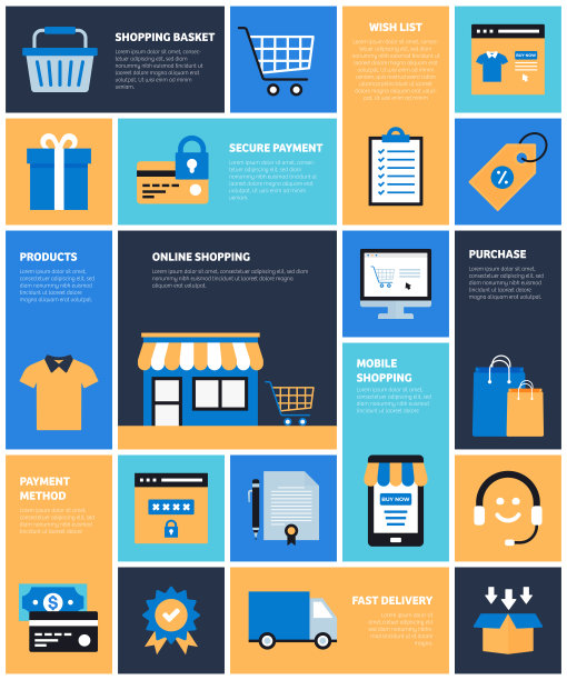 电子商务，网上购物，数字营销相关的现代矢量插图图片下载