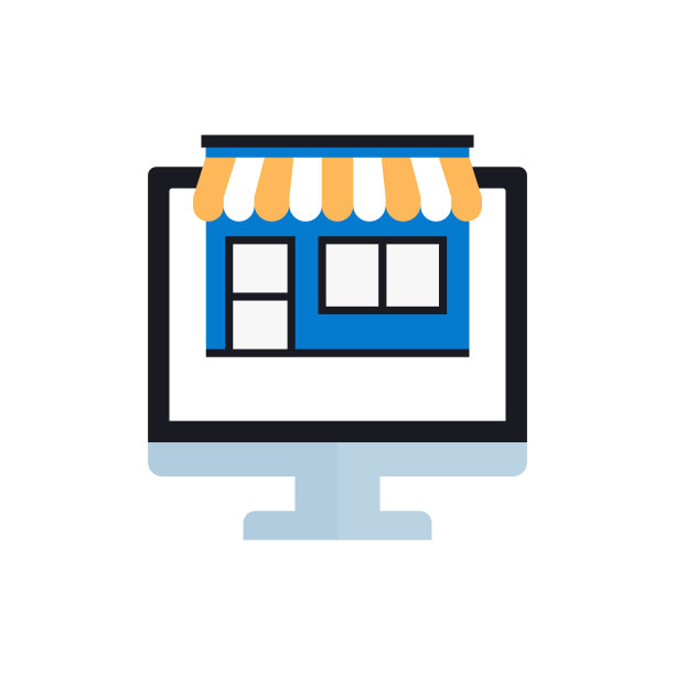 在线市场平面图标，矢量符号插图。图片下载