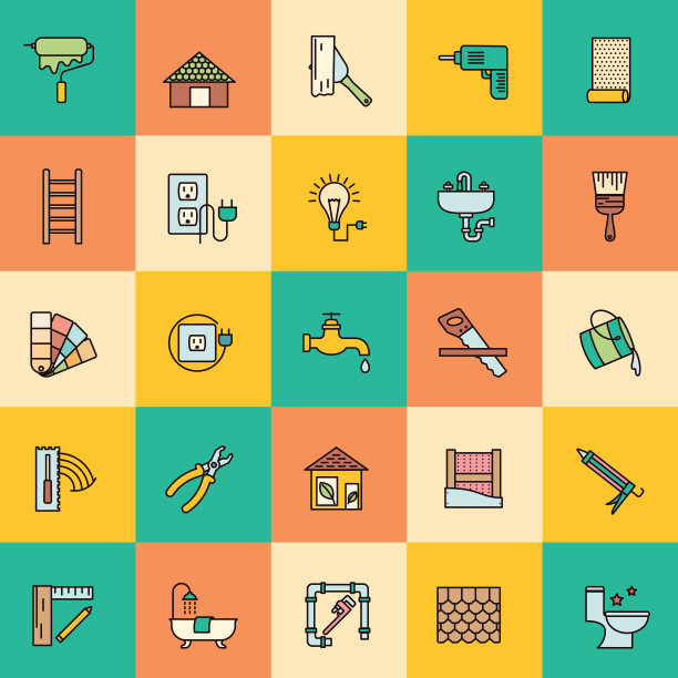 细线家居改善DIY图标集图片下载