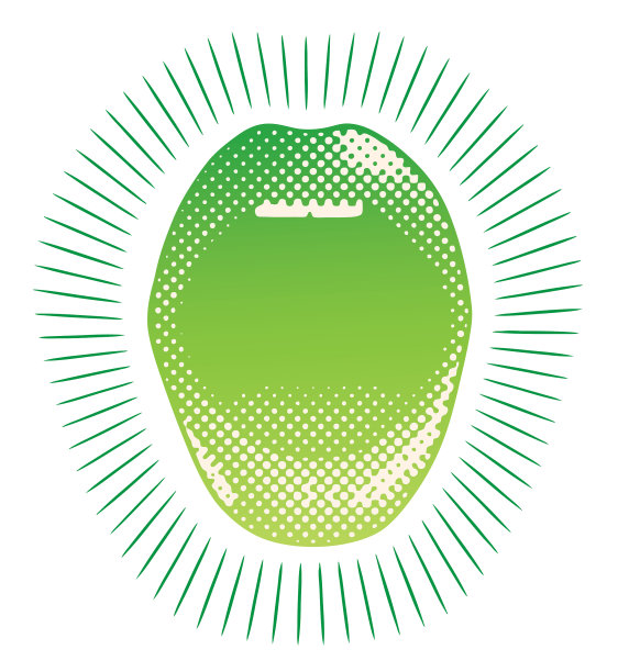 复古风格的嘴与半色调图案阳光光束图片下载