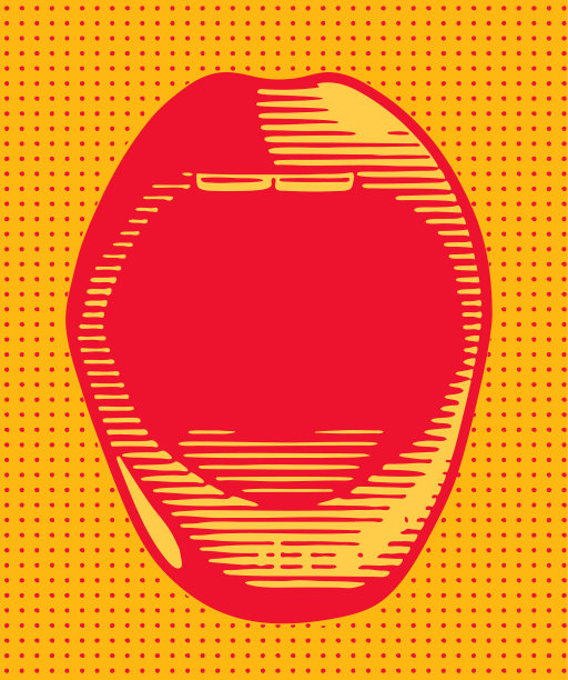 复古风格的嘴与半色调图案图片下载