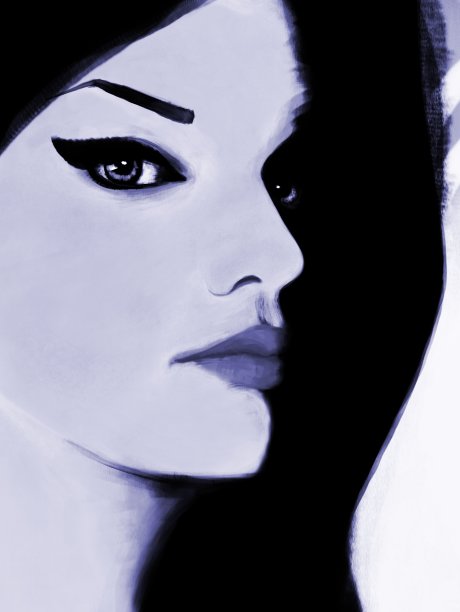 特写三分之一的时尚肖像的一个年轻的女人。直的长发。细心的看。化妆图片下载