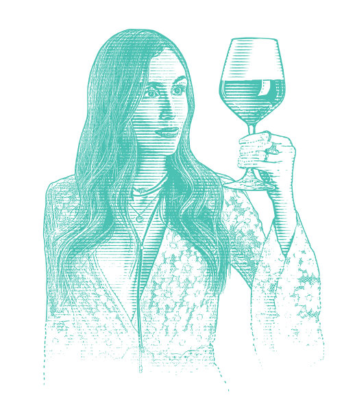 时尚的Boo女人享受着一杯葡萄酒图片下载