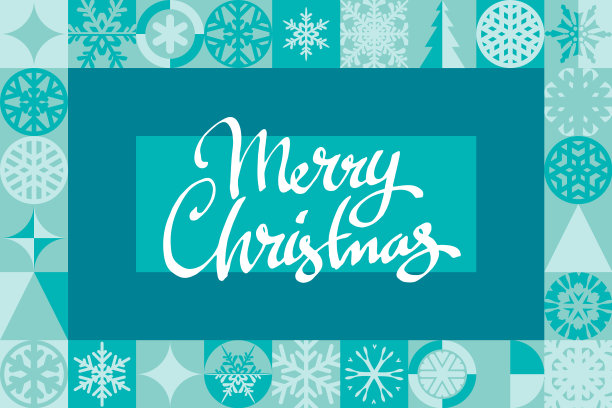绿松石圣诞快乐雪花设计图片下载