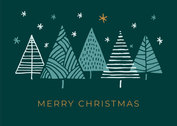 有圣诞树的节日贺卡。图片下载