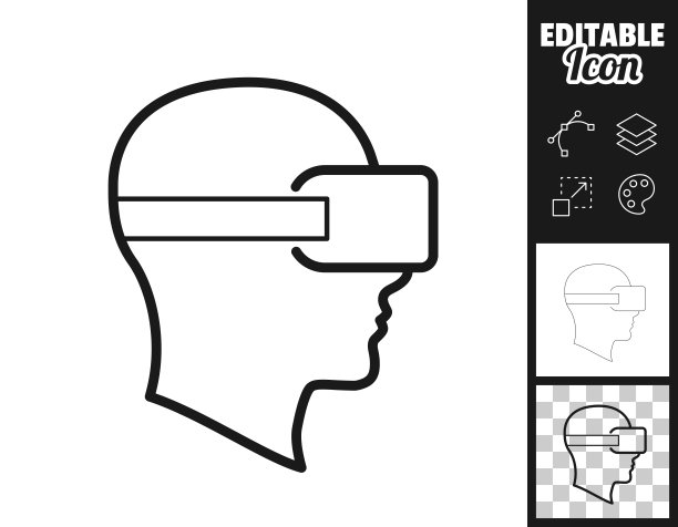 头戴VR虚拟现实头盔。图标设计。轻松地编辑图片下载