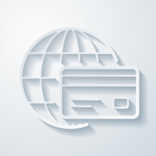 国际支付。空白背景上剪纸效果的图标图片下载