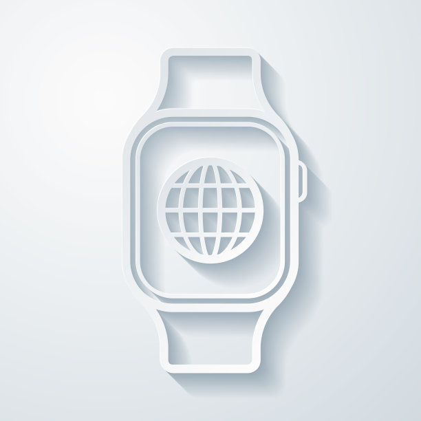 Smartwatch全球。空白背景上剪纸效果的图标图片下载