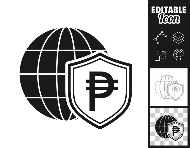 比索盾与地球仪。图标设计。轻松地编辑图片下载