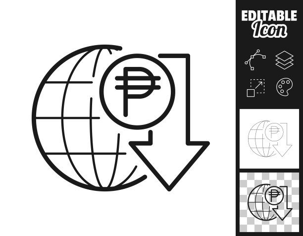 比索汇率下降。图标设计。轻松地编辑图片下载