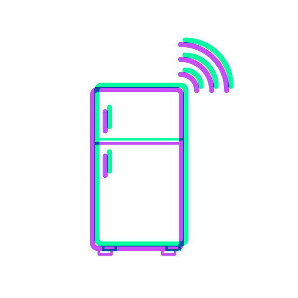 智能冰箱。图标与两种颜色叠加在白色背景上图片下载