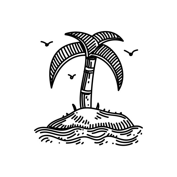 岛线图标，草图设计，像素完美，可编辑笔触。标志、标志、符号。图片下载