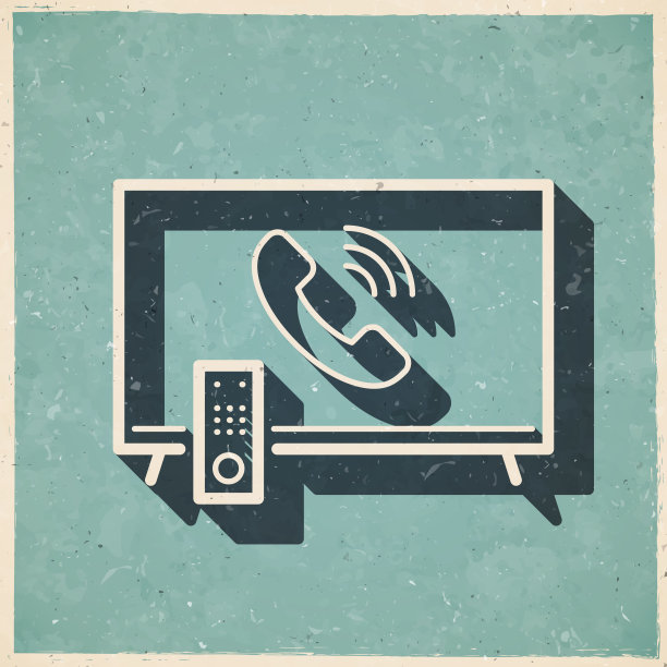 有来电的电视。图标复古复古风格-旧纹理纸图片下载
