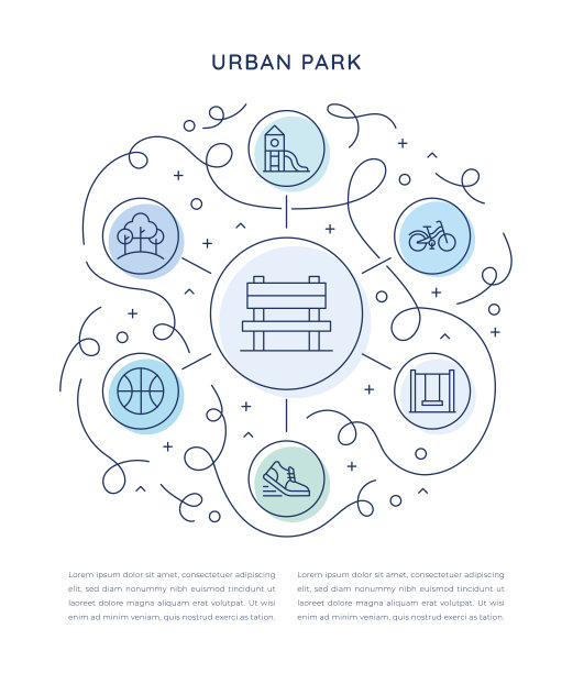 城市公园六步信息图表模板图片下载