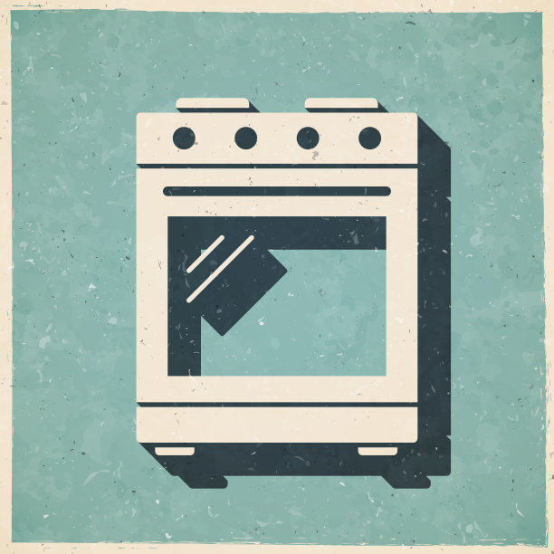 煤气炉-煤气灶。图标复古复古风格-旧纹理纸图片下载