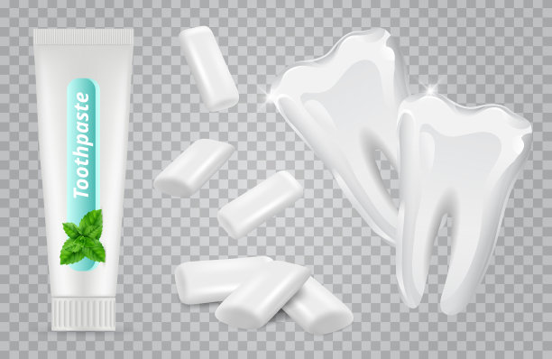 牙科套装牙膏口香糖白色图片下载