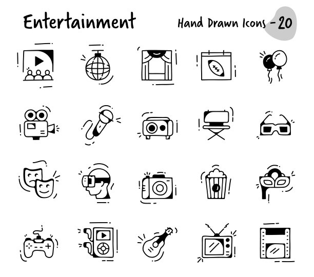 娱乐手绘图标图片下载