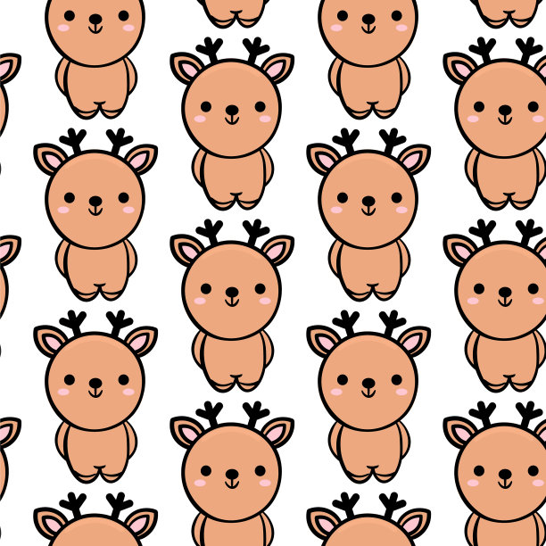 可爱的小鹿无缝图案卡通动物图片下载