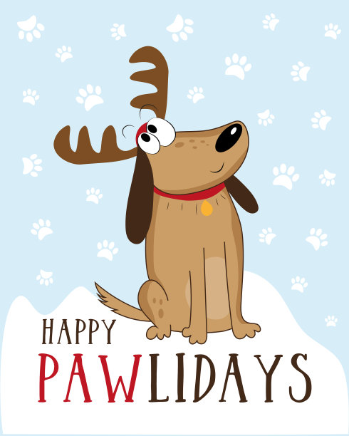 快乐的pawlidays -有趣的圣诞问候图片下载
