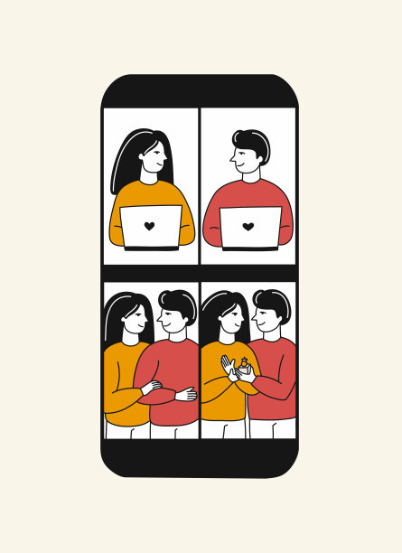 在线聊天概念，卡通风格矢量插图图片下载