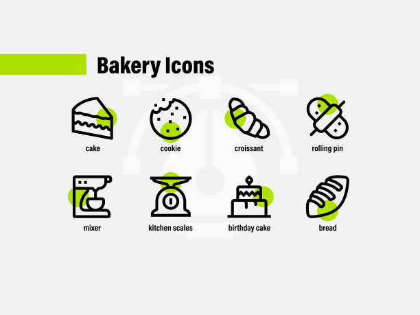 大胆的线条和简单的面包房图标图片下载