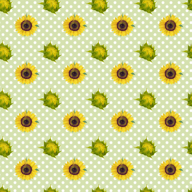 向日葵无缝模式。水彩插图图片下载