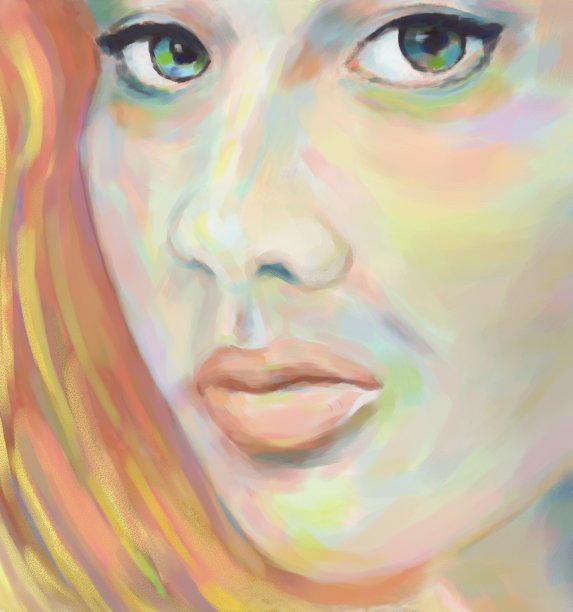 印象主义风格的一幅栩栩如生的四分之三女性肖像图片下载