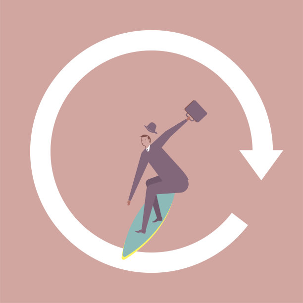 男人在箭头标志上冲浪。图片下载