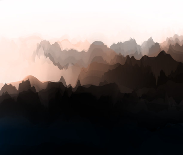 矢量水彩风格的山水画背景图片下载