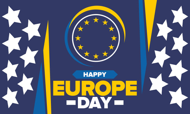 欧洲的一天。每年五月的公众假期。每年有两个纪念日——欧洲理事会的5月5日和欧洲联盟的5月9日。海报，卡片，横幅和背景。矢量图图片下载