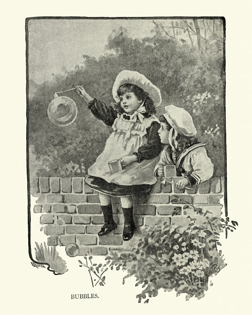 孩子们在玩泡泡，维多利亚，19世纪图片下载